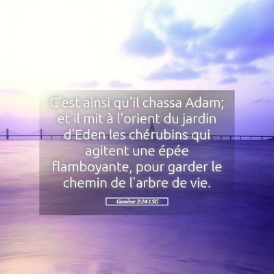 Picture 05 - Genèse 3:24 LSG - C'est ainsi qu'il chassa Adam; et il mit à - Bible Verse Picture