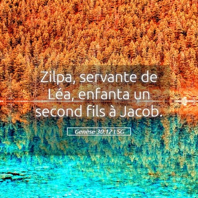 Picture 05 - Genèse 30:12 LSG - Zilpa, servante de Léa, enfanta un second fils - Bible Verse Picture