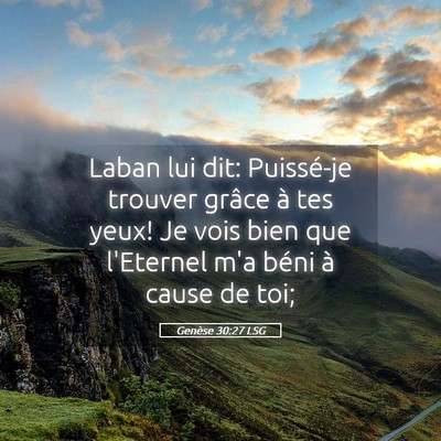 Picture 05 - Genèse 30:27 LSG - Laban lui dit: Puissé-je trouver grâce à tes - Bible Verse Picture
