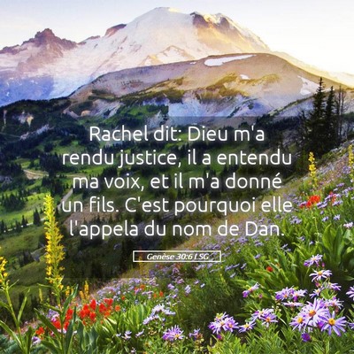 Picture 05 - Genèse 30:6 LSG - Rachel dit: Dieu m'a rendu justice, il a entendu - Bible Verse Picture