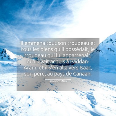 Picture 05 - Genèse 31:18 LSG - Il emmena tout son troupeau et tous les biens - Bible Verse Picture
