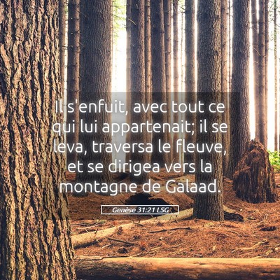 Picture 05 - Genèse 31:21 LSG - Il s'enfuit, avec tout ce qui lui appartenait; il - Bible Verse Picture
