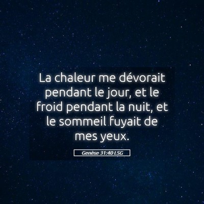 Picture 05 - Genèse 31:40 LSG - La chaleur me dévorait pendant le jour, et le - Bible Verse Picture