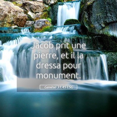 Picture 05 - Genèse 31:45 LSG - Jacob prit une pierre, et il la dressa pour - Bible Verse Picture