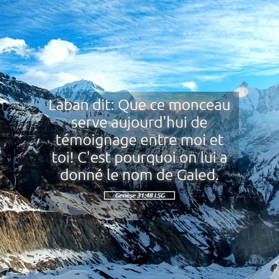 Picture 05 - Genèse 31:48 LSG - Laban dit: Que ce monceau serve aujourd'hui de - Bible Verse Picture