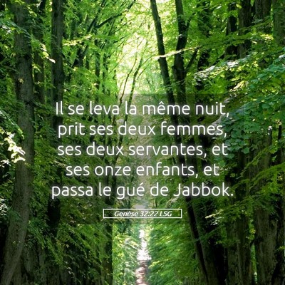 Picture 05 - Genèse 32:22 LSG - Il se leva la même nuit, prit ses deux femmes, - Bible Verse Picture