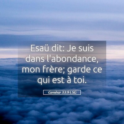 Picture 05 - Genèse 33:9 LSG - Esaü dit: Je suis dans l'abondance, mon frère; - Bible Verse Picture