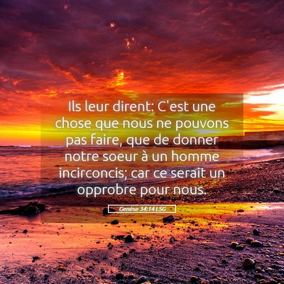 Picture 05 - Genèse 34:14 LSG - Ils leur dirent: C'est une chose que nous ne - Bible Verse Picture
