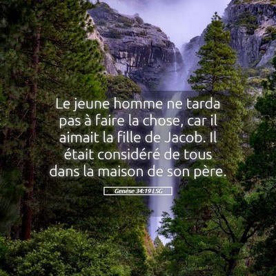 Picture 05 - Genèse 34:19 LSG - Le jeune homme ne tarda pas à faire la chose, - Bible Verse Picture