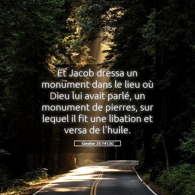 Picture 05 - Genèse 35:14 LSG - Et Jacob dressa un monument dans le lieu où Dieu - Bible Verse Picture