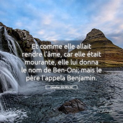 Picture 05 - Genèse 35:18 LSG - Et comme elle allait rendre l'âme, car elle - Bible Verse Picture