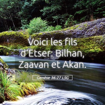 Picture 05 - Genèse 36:27 LSG - Voici les fils d'Etser: Bilhan, Zaavan et - Bible Verse Picture
