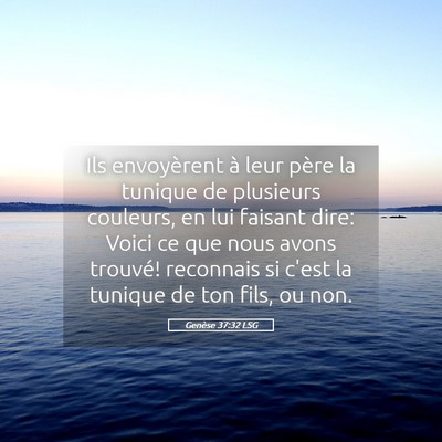 Picture 05 - Genèse 37:32 LSG - Ils envoyèrent à leur père la tunique de - Bible Verse Picture