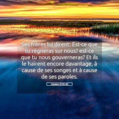 Picture 05 - Genèse 37:8 LSG - Ses frères lui dirent: Est-ce que tu règneras - Bible Verse Picture