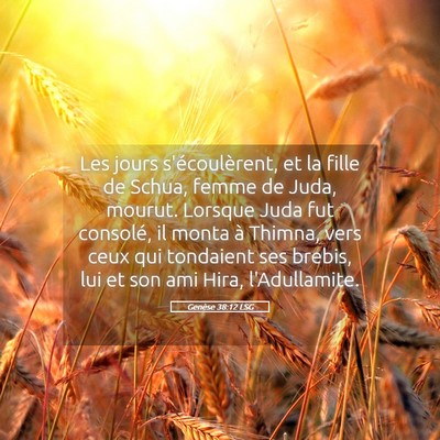 Picture 05 - Genèse 38:12 LSG - Les jours s'écoulèrent, et la fille de Schua, - Bible Verse Picture