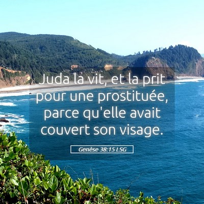Picture 05 - Genèse 38:15 LSG - Juda la vit, et la prit pour une prostituée, - Bible Verse Picture