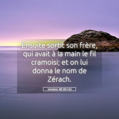 Picture 05 - Genèse 38:30 LSG - Ensuite sortit son frère, qui avait à la main - Bible Verse Picture