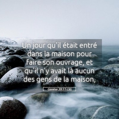 Picture 05 - Genèse 39:11 LSG - Un jour qu'il était entré dans la maison pour - Bible Verse Picture