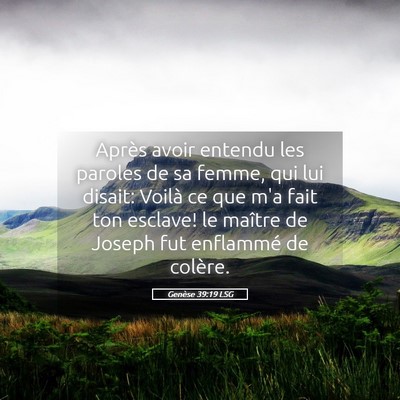 Picture 05 - Genèse 39:19 LSG - Après avoir entendu les paroles de sa femme, qui - Bible Verse Picture