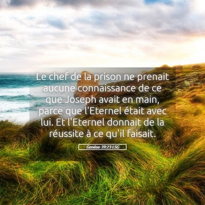 Picture 05 - Genèse 39:23 LSG - Le chef de la prison ne prenait aucune - Bible Verse Picture