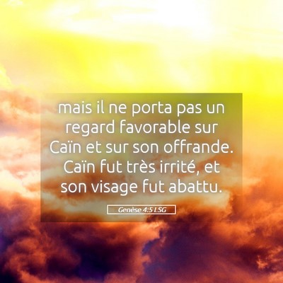Picture 05 - Genèse 4:5 LSG - mais il ne porta pas un regard favorable sur - Bible Verse Picture