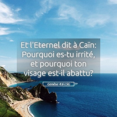 Picture 05 - Genèse 4:6 LSG - Et l'Eternel dit à Caïn: Pourquoi es-tu - Bible Verse Picture