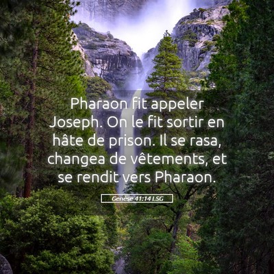 Picture 05 - Genèse 41:14 LSG - Pharaon fit appeler Joseph. On le fit sortir en - Bible Verse Picture