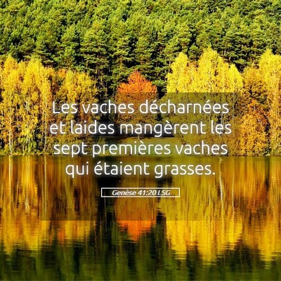 Picture 05 - Genèse 41:20 LSG - Les vaches décharnées et laides mangèrent les - Bible Verse Picture