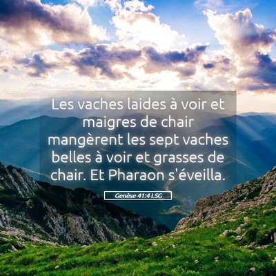 Picture 05 - Genèse 41:4 LSG - Les vaches laides à voir et maigres de chair - Bible Verse Picture