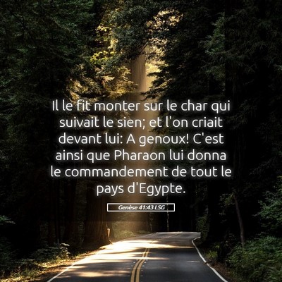 Picture 05 - Genèse 41:43 LSG - Il le fit monter sur le char qui suivait le sien; - Bible Verse Picture