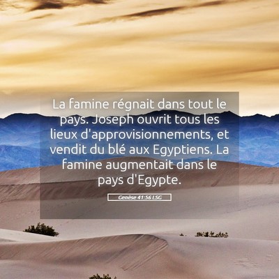 Picture 05 - Genèse 41:56 LSG - La famine régnait dans tout le pays. Joseph - Bible Verse Picture