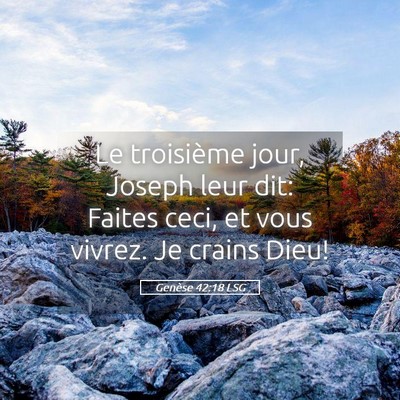 Picture 05 - Genèse 42:18 LSG - Le troisième jour, Joseph leur dit: Faites ceci, - Bible Verse Picture