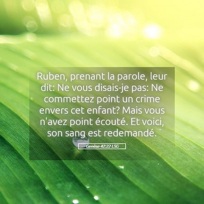 Picture 05 - Genèse 42:22 LSG - Ruben, prenant la parole, leur dit: Ne vous - Bible Verse Picture