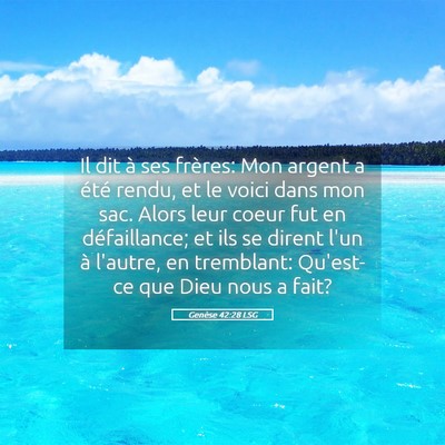 Picture 05 - Genèse 42:28 LSG - Il dit à ses frères: Mon argent a été rendu, - Bible Verse Picture