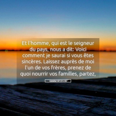 Picture 05 - Genèse 42:33 LSG - Et l'homme, qui est le seigneur du pays, nous a - Bible Verse Picture