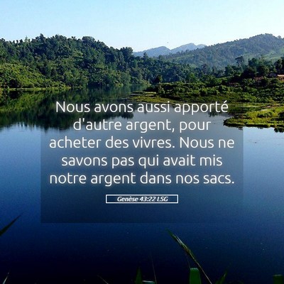Picture 05 - Genèse 43:22 LSG - Nous avons aussi apporté d'autre argent, pour - Bible Verse Picture