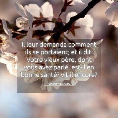 Picture 05 - Genèse 43:27 LSG - Il leur demanda comment ils se portaient; et il - Bible Verse Picture