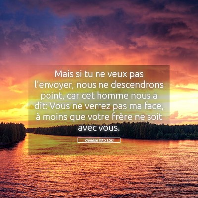Picture 05 - Genèse 43:5 LSG - Mais si tu ne veux pas l'envoyer, nous ne - Bible Verse Picture