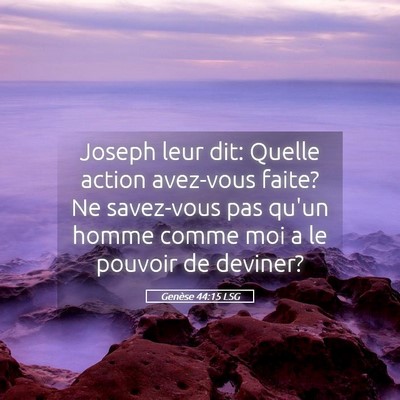 Picture 05 - Genèse 44:15 LSG - Joseph leur dit: Quelle action avez-vous faite? - Bible Verse Picture