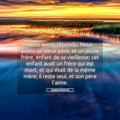 Picture 05 - Genèse 44:20 LSG - Nous avons répondu: Nous avons un vieux père, - Bible Verse Picture