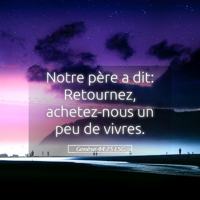 Picture 05 - Genèse 44:25 LSG - Notre père a dit: Retournez, achetez-nous un peu - Bible Verse Picture