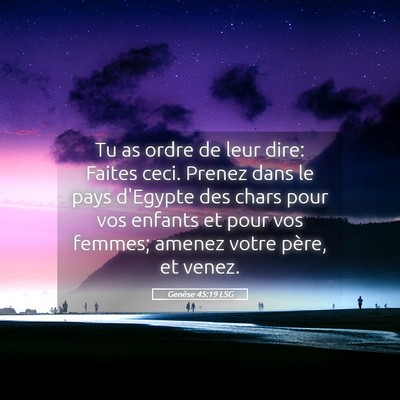 Picture 05 - Genèse 45:19 LSG - Tu as ordre de leur dire: Faites ceci. Prenez - Bible Verse Picture