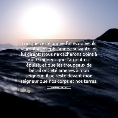 Picture 05 - Genèse 47:18 LSG - Lorsque cette année fut écoulée, ils vinrent - Bible Verse Picture
