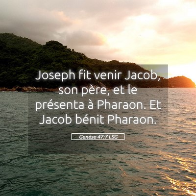 Picture 05 - Genèse 47:7 LSG - Joseph fit venir Jacob, son père, et le - Bible Verse Picture