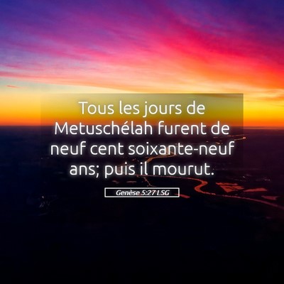 Picture 05 - Genèse 5:27 LSG - Tous les jours de Metuschélah furent de neuf - Bible Verse Picture