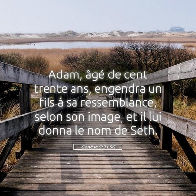 Picture 05 - Genèse 5:3 LSG - Adam, âgé de cent trente ans, engendra un fils - Bible Verse Picture