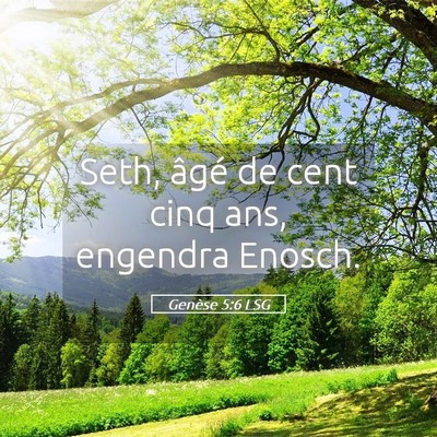 Picture 05 - Genèse 5:6 LSG - Seth, âgé de cent cinq ans, engendra - Bible Verse Picture