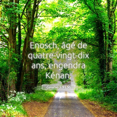 Picture 05 - Genèse 5:9 LSG - Enosch, âgé de quatre-vingt-dix ans, engendra - Bible Verse Picture