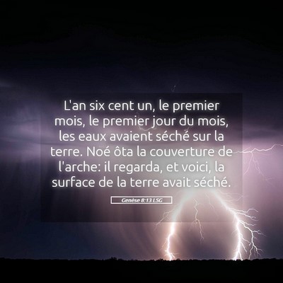 Picture 05 - Genèse 8:13 LSG - L'an six cent un, le premier mois, le premier - Bible Verse Picture