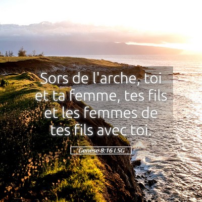 Picture 05 - Genèse 8:16 LSG - Sors de l'arche, toi et ta femme, tes fils et les - Bible Verse Picture